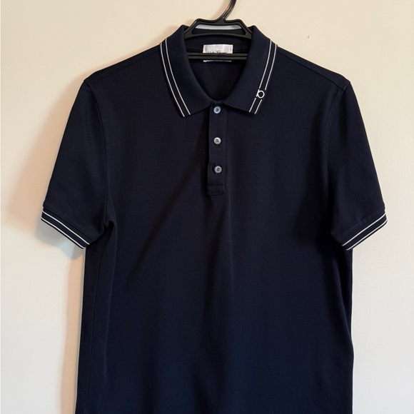 Salvatore Ferragamo Blue and White Polo Shirt Sleek Design - Picture 3 of 4
